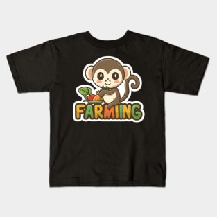 Funny monkey farmer Kids T-Shirt